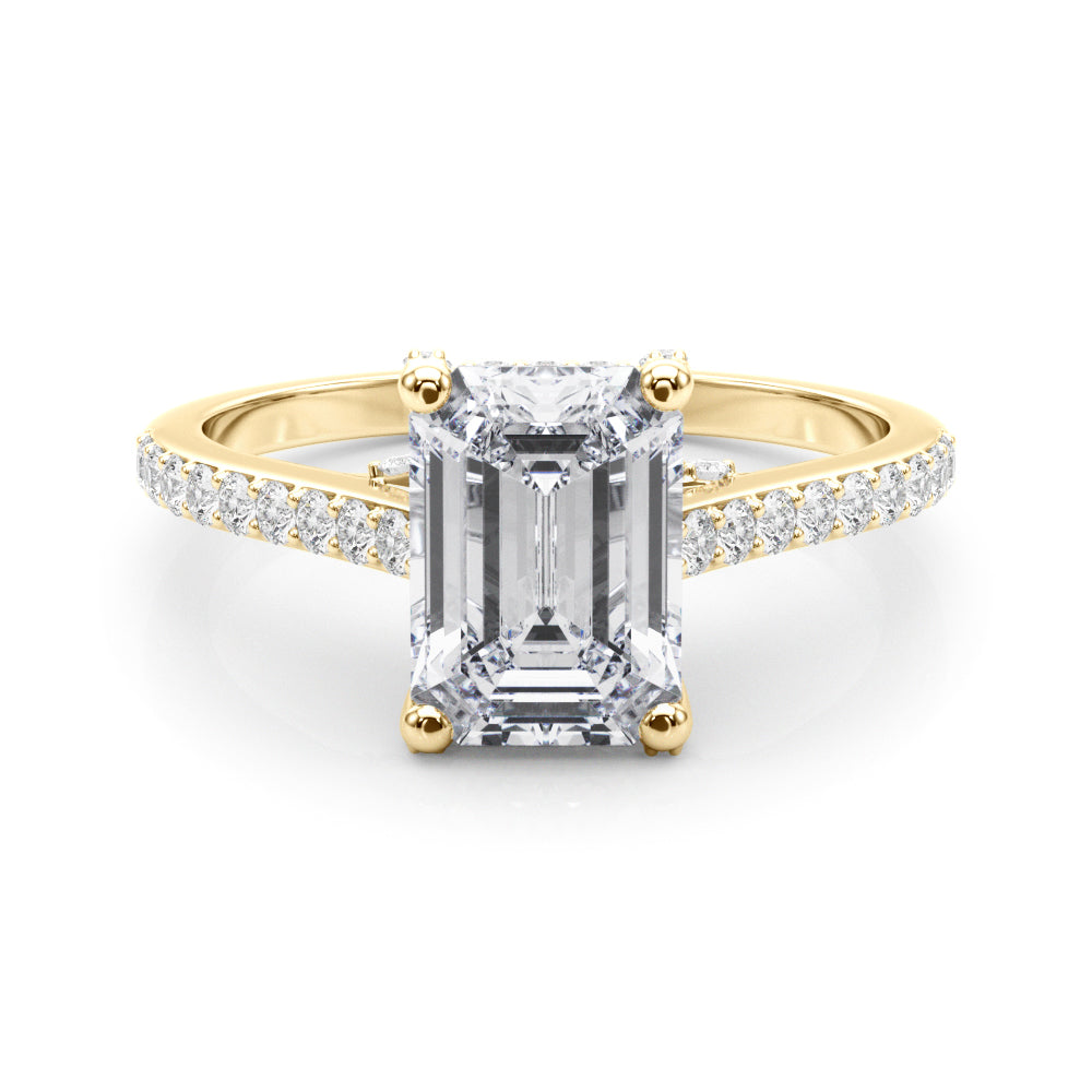 Luxe Ec Center Emerald Diamond Engagement Ring — 9K/18K Gold & Platinum