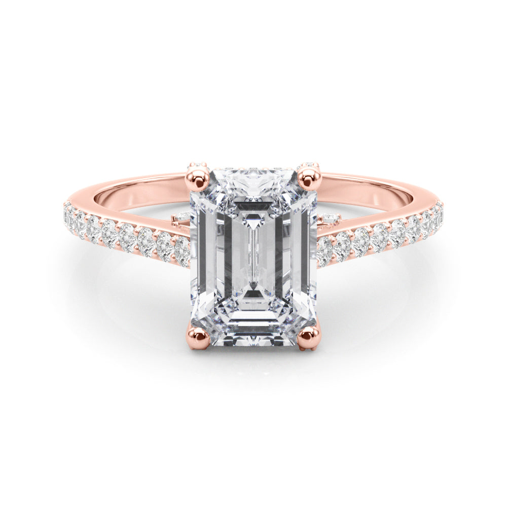 Luxe Ec Center Emerald Diamond Engagement Ring — 9K/18K Gold & Platinum