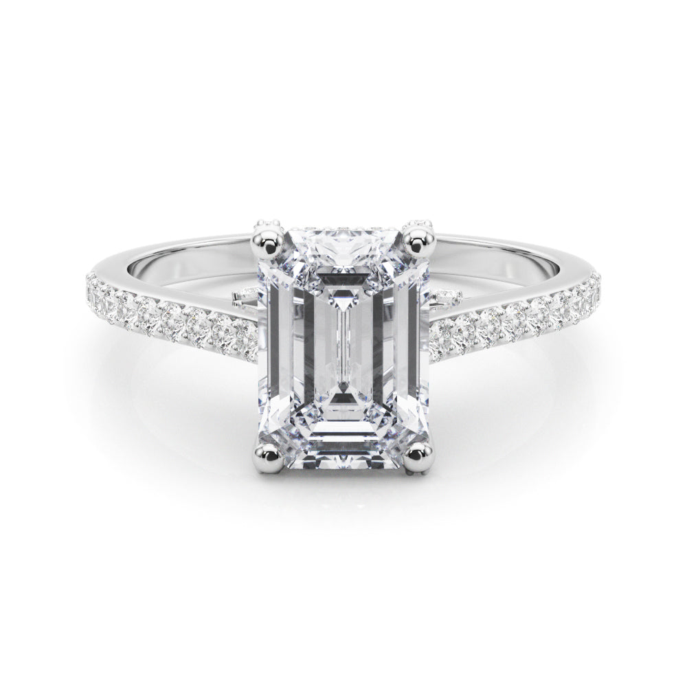 Luxe Ec Center Emerald Diamond Engagement Ring — 9K/18K Gold & Platinum