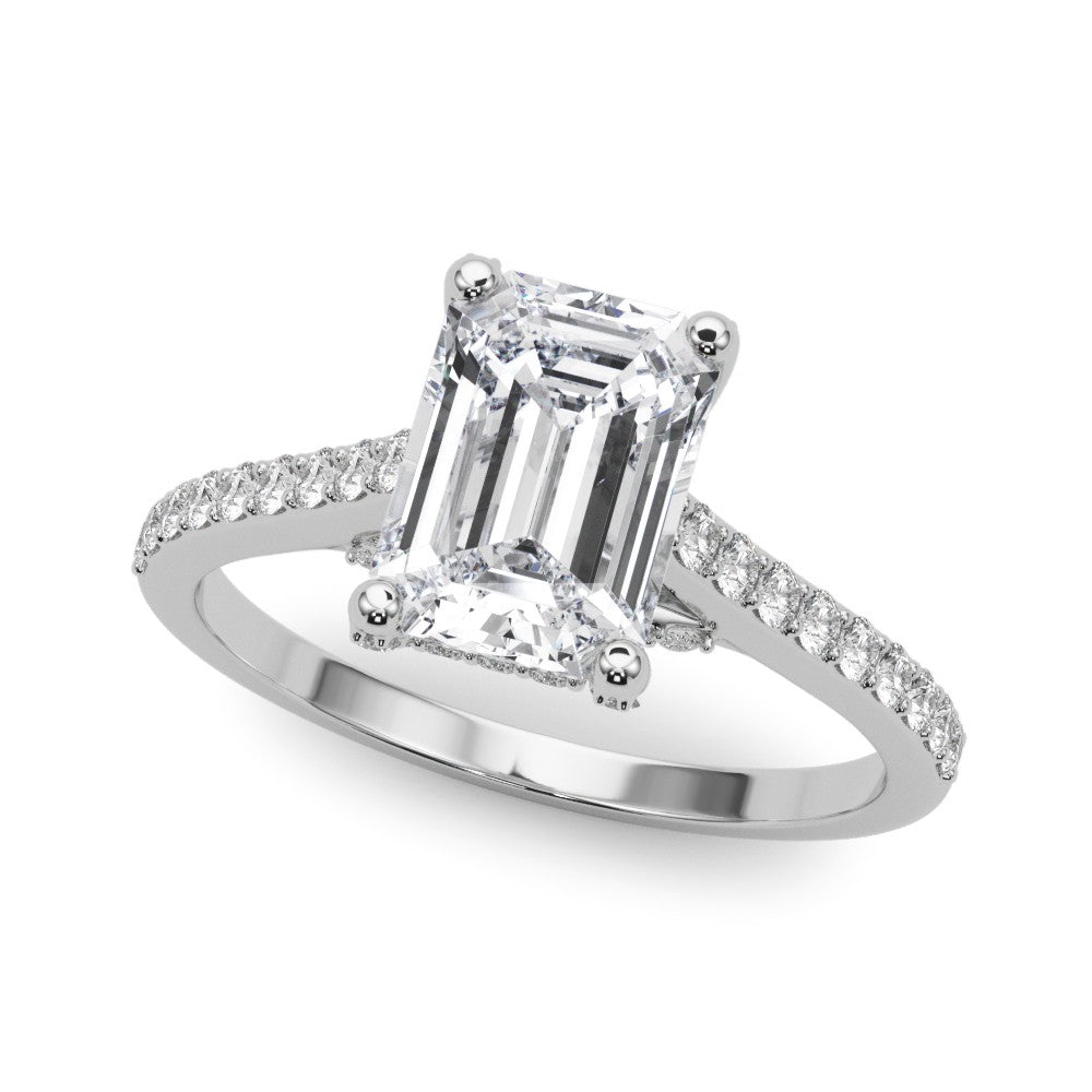 Luxe Ec Center Emerald Diamond Engagement Ring — 9K/18K Gold & Platinum