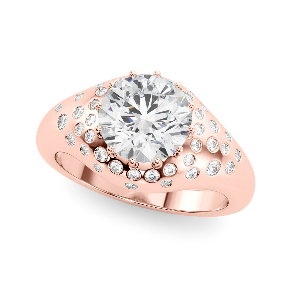 Classic Center Round Diamond Engagement Ring — 9K/18K Gold & Platinum