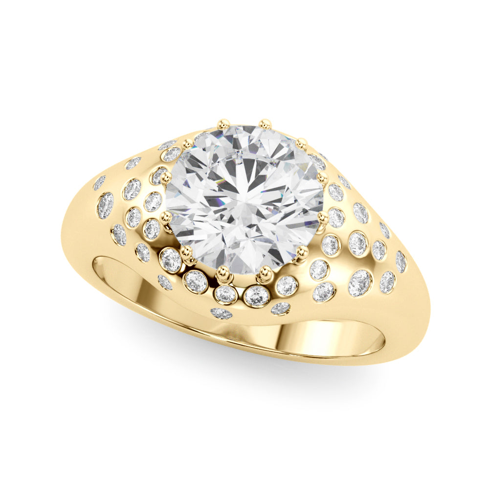 Classic Center Round Diamond Engagement Ring — 9K/18K Gold & Platinum