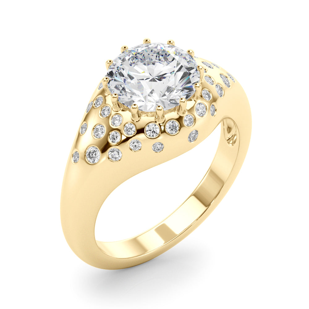 Classic Center Round Diamond Engagement Ring — 9K/18K Gold & Platinum