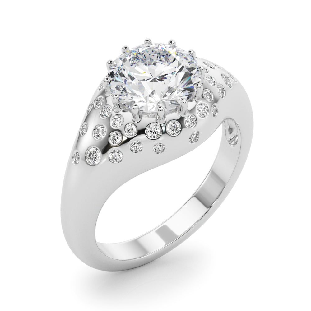 Classic Center Round Diamond Engagement Ring — 9K/18K Gold & Platinum