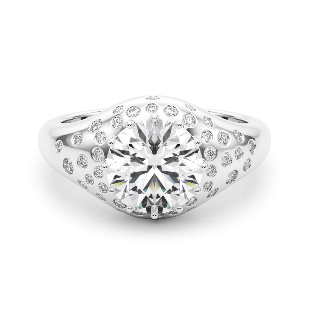 Classic Center Round Diamond Engagement Ring — 9K/18K Gold & Platinum