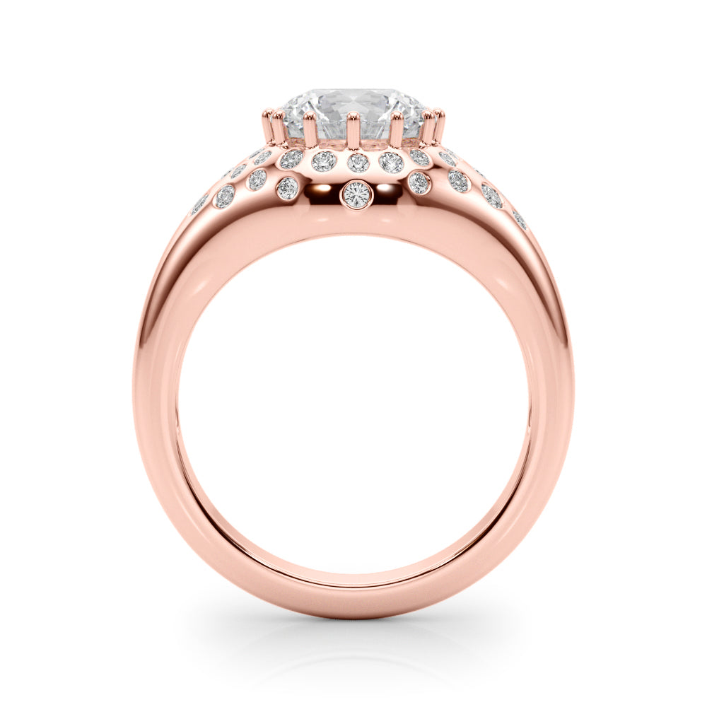 Classic Center Round Diamond Engagement Ring — 9K/18K Gold & Platinum