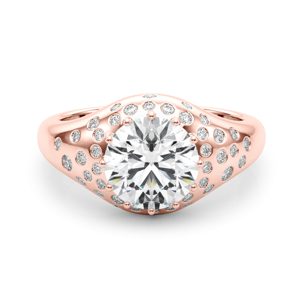 Classic Center Round Diamond Engagement Ring — 9K/18K Gold & Platinum