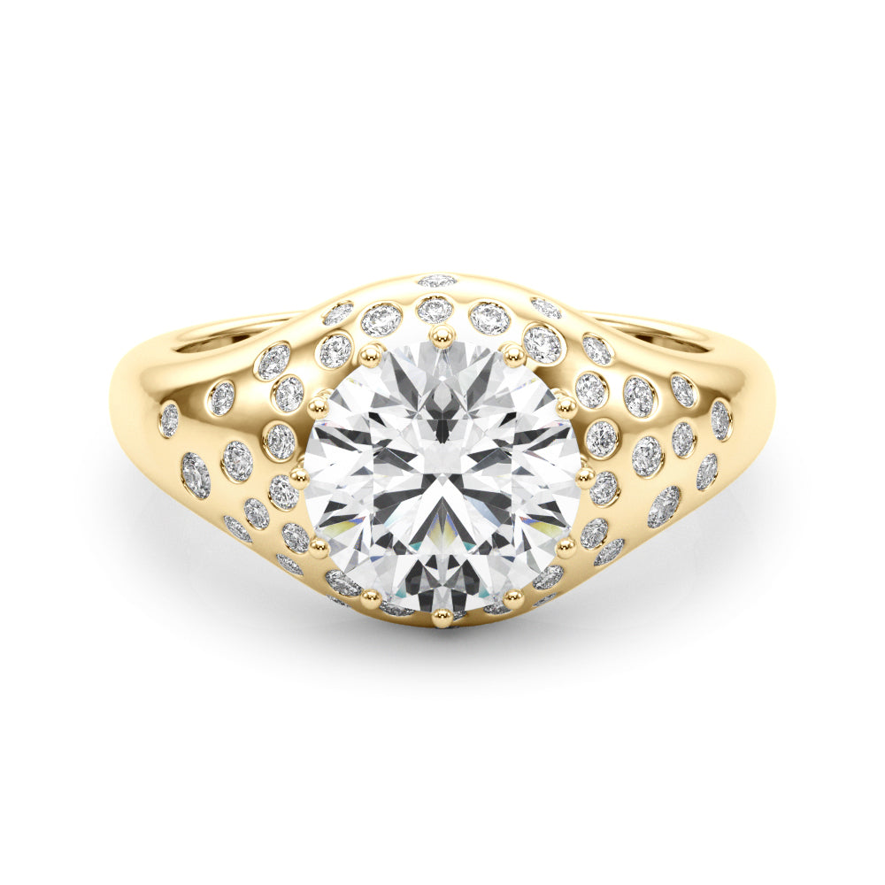 Classic Center Round Diamond Engagement Ring — 9K/18K Gold & Platinum