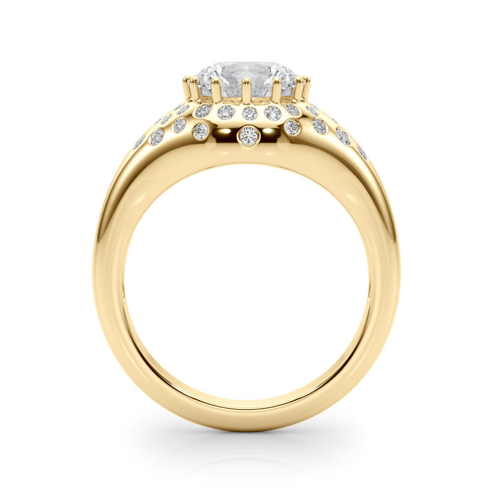 Classic Center Round Diamond Engagement Ring — 9K/18K Gold & Platinum