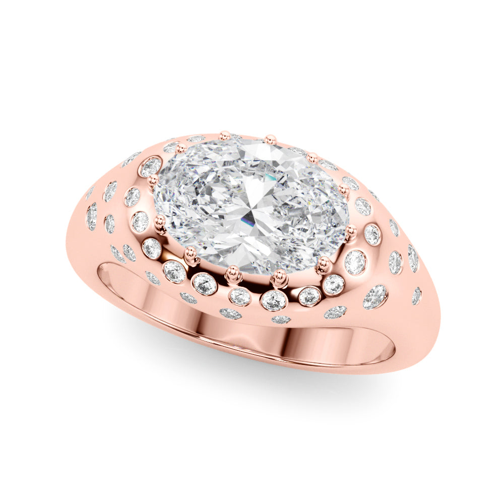Timeless Center Oval Diamond Engagement Ring — 9K/18K Gold & Platinum