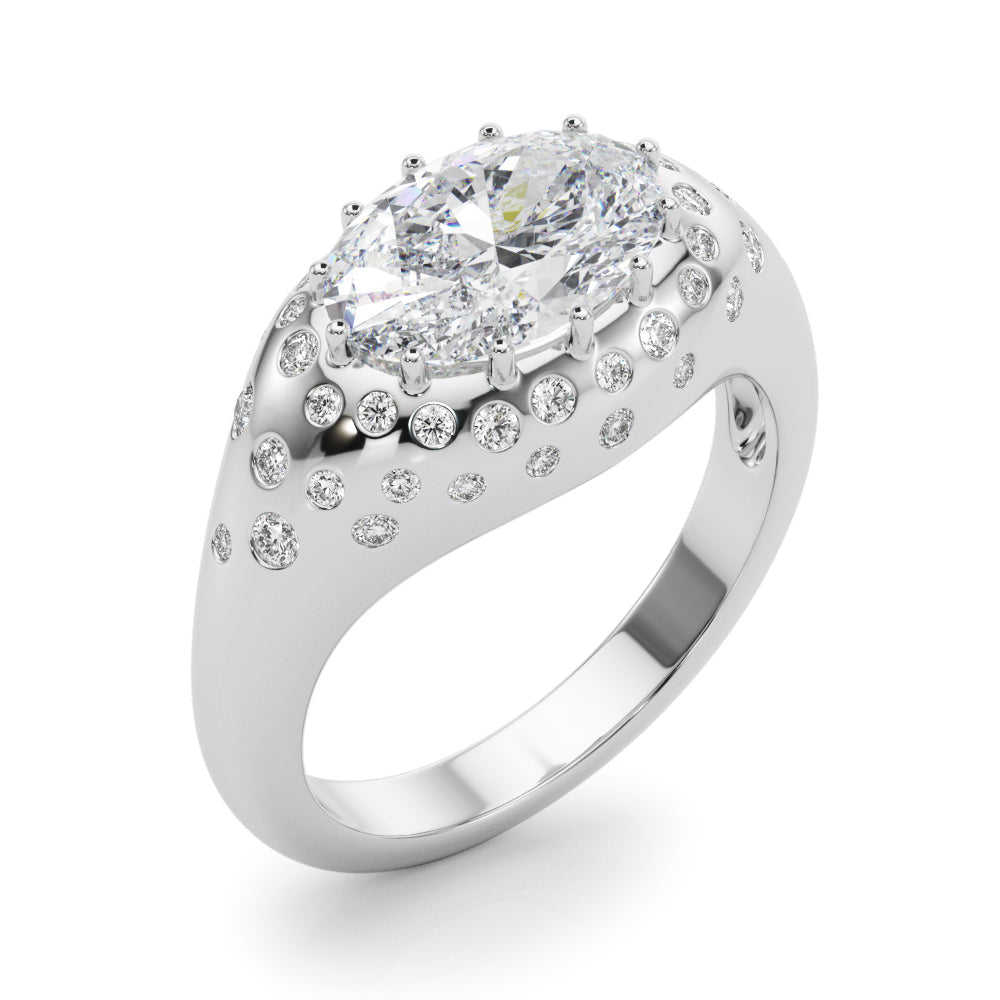 Timeless Center Oval Diamond Engagement Ring — 9K/18K Gold & Platinum