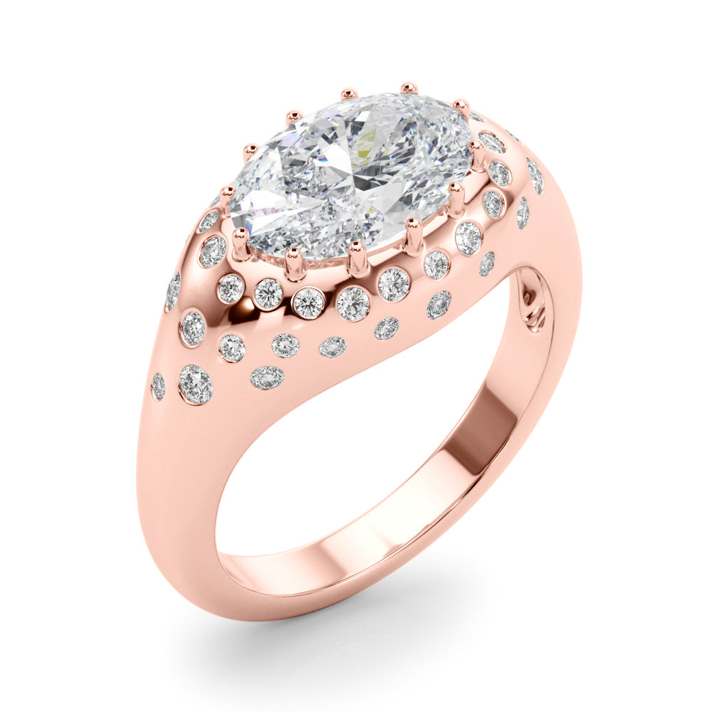 Timeless Center Oval Diamond Engagement Ring — 9K/18K Gold & Platinum