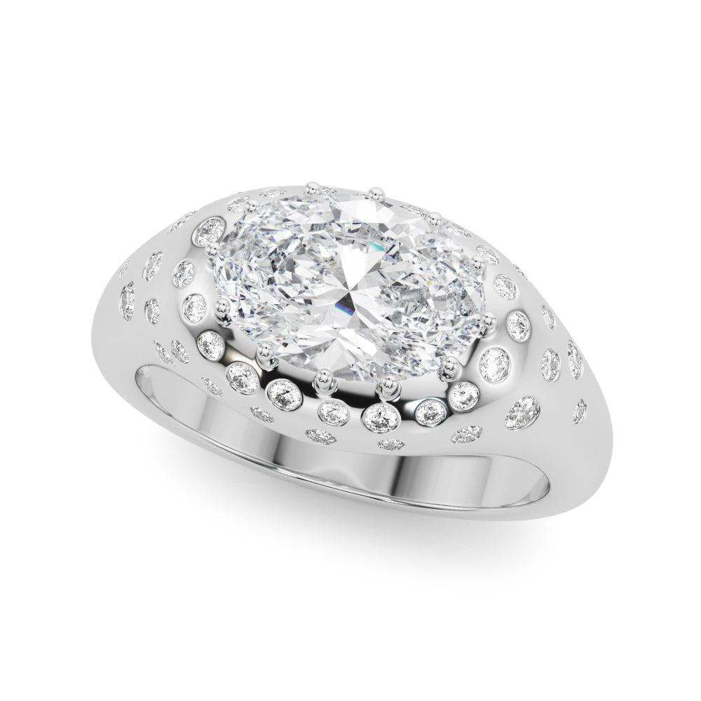 Timeless Center Oval Diamond Engagement Ring — 9K/18K Gold & Platinum