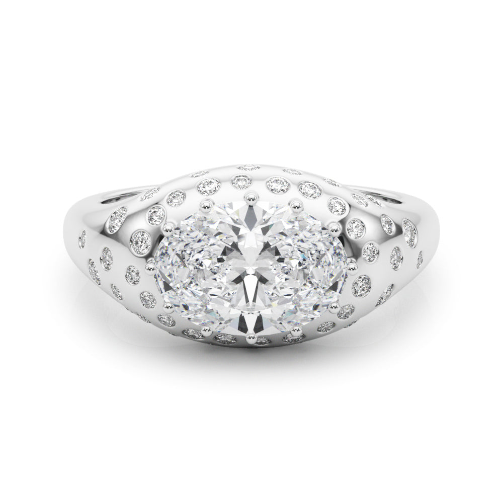 Timeless Center Oval Diamond Engagement Ring — 9K/18K Gold & Platinum