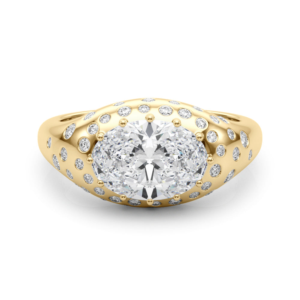Timeless Center Oval Diamond Engagement Ring — 9K/18K Gold & Platinum