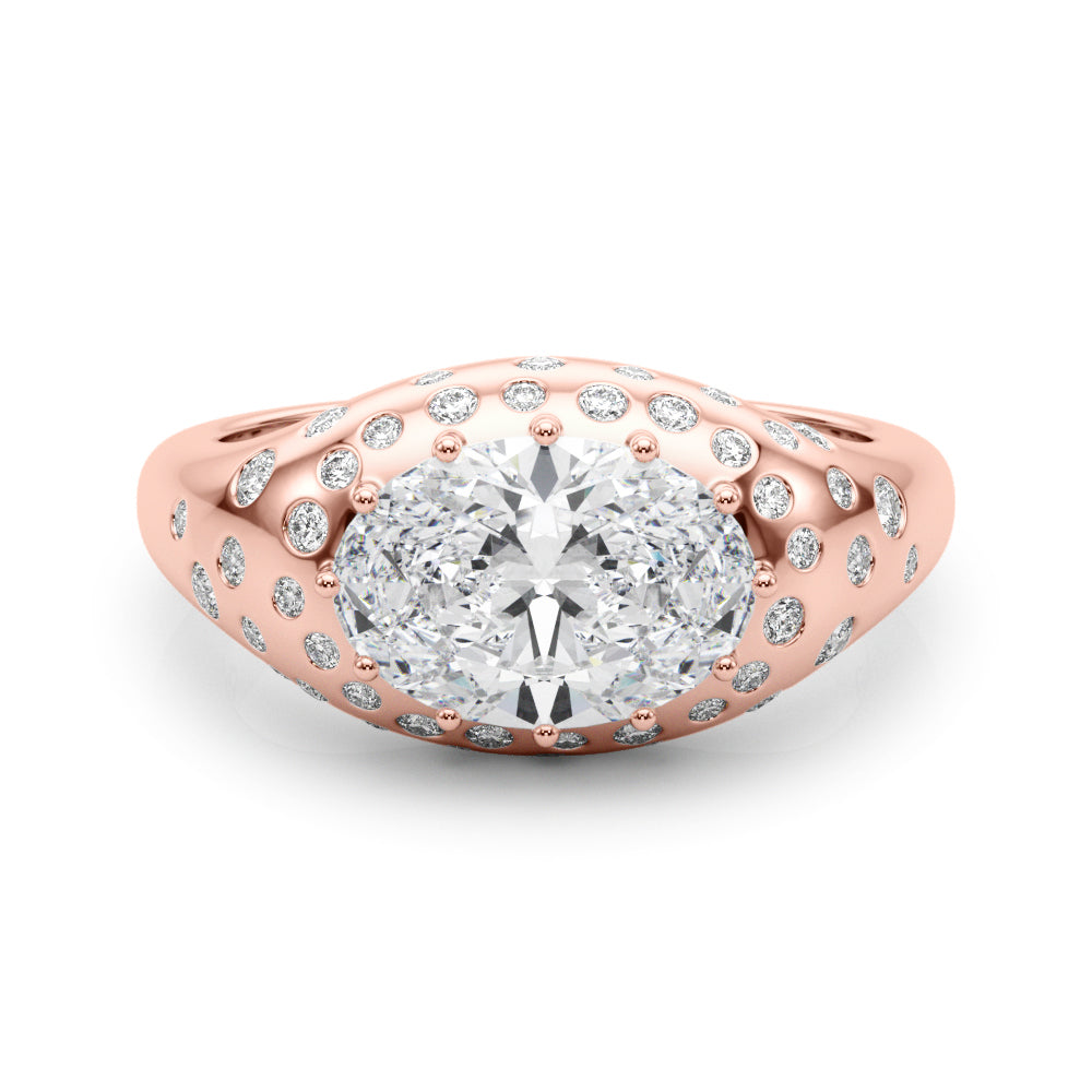 Timeless Center Oval Diamond Engagement Ring — 9K/18K Gold & Platinum