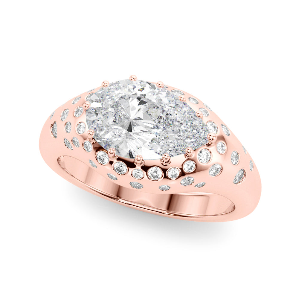 Elegant Ps Center Pear Diamond Engagement Ring — 9K/18K Gold & Platinum