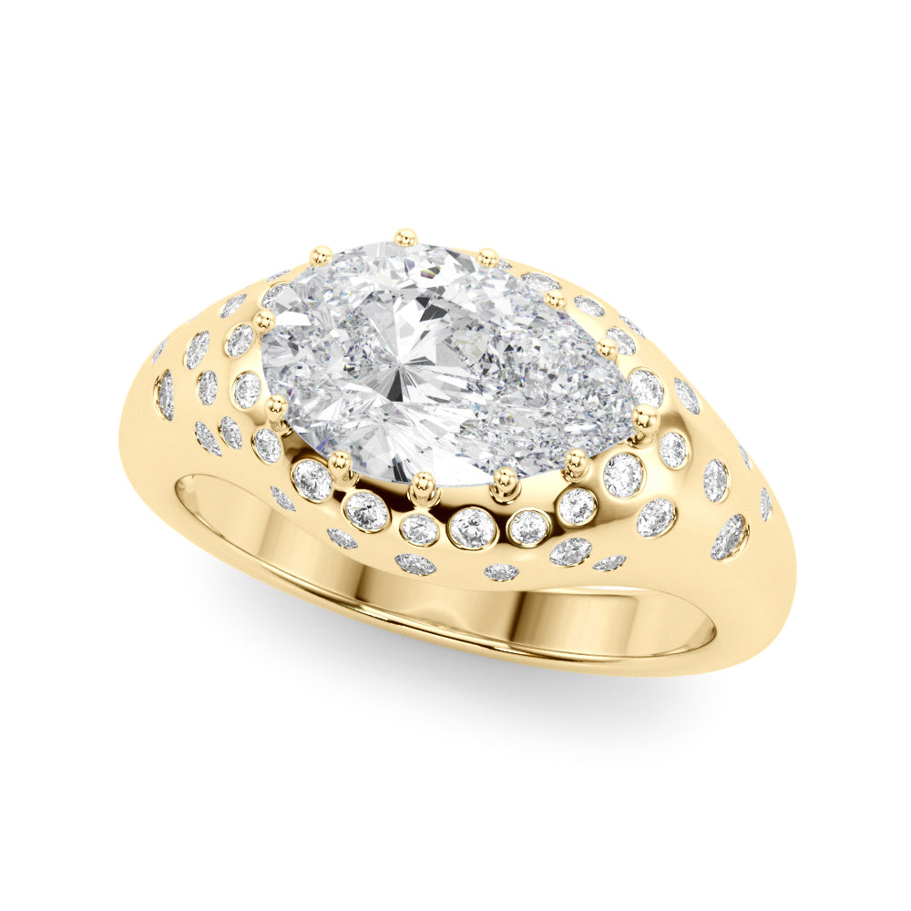 Elegant Ps Center Pear Diamond Engagement Ring — 9K/18K Gold & Platinum