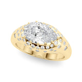 Elegant Ps Center Pear Diamond Engagement Ring — 9K/18K Gold & Platinum