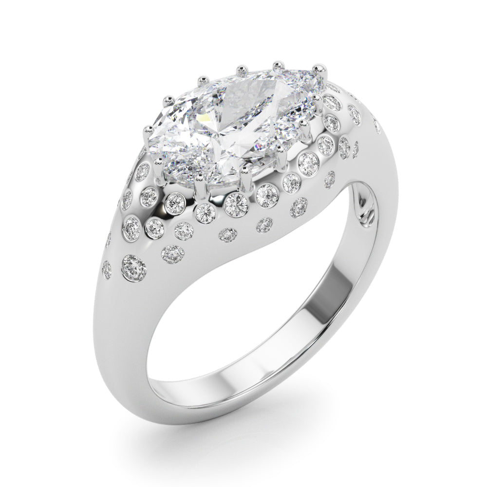 Elegant Ps Center Pear Diamond Engagement Ring — 9K/18K Gold & Platinum