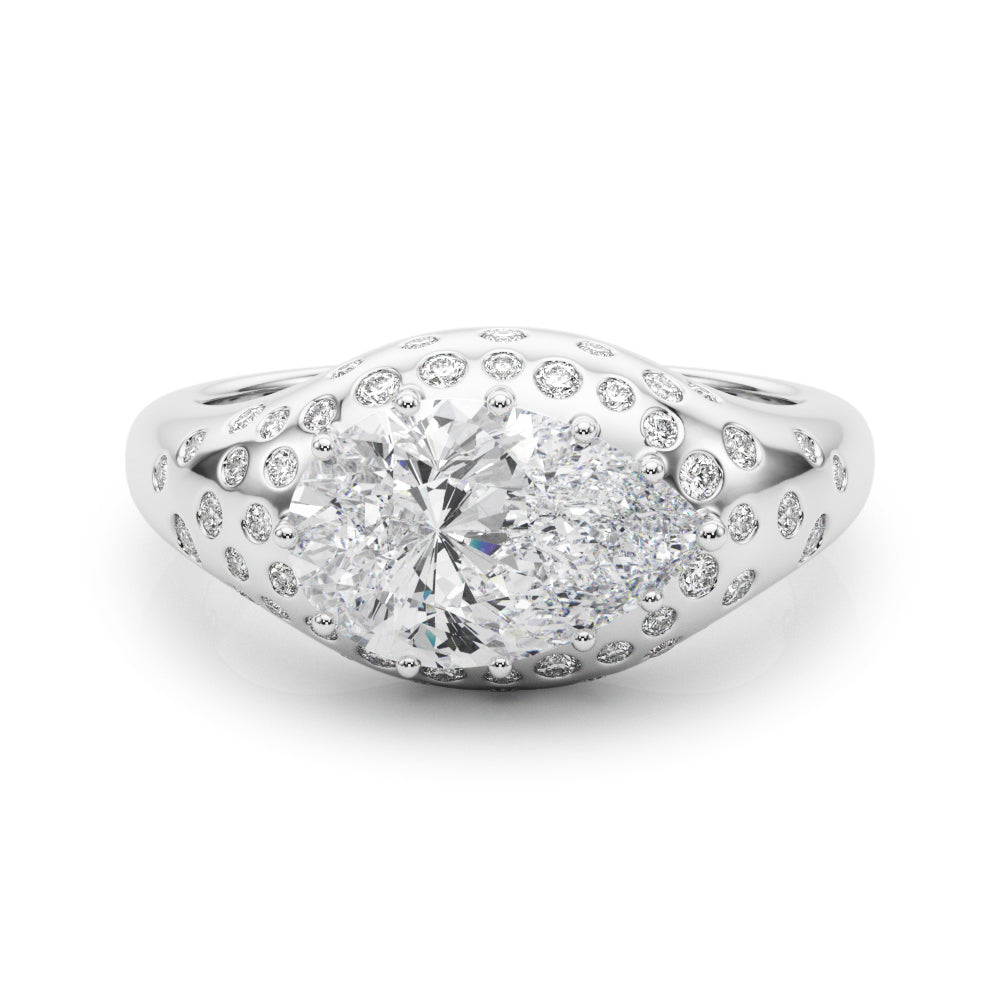 Elegant Ps Center Pear Diamond Engagement Ring — 9K/18K Gold & Platinum