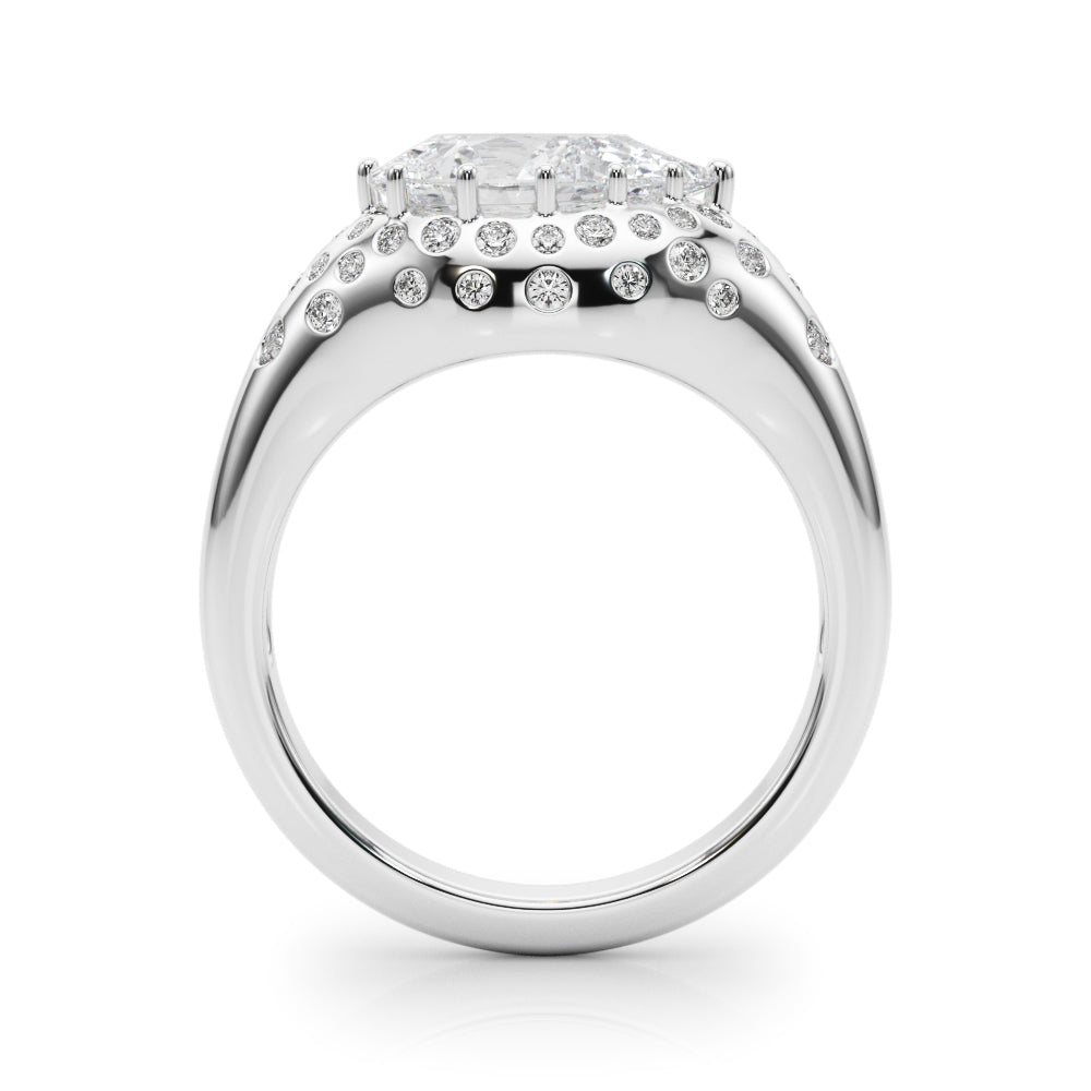 Elegant Ps Center Pear Diamond Engagement Ring — 9K/18K Gold & Platinum
