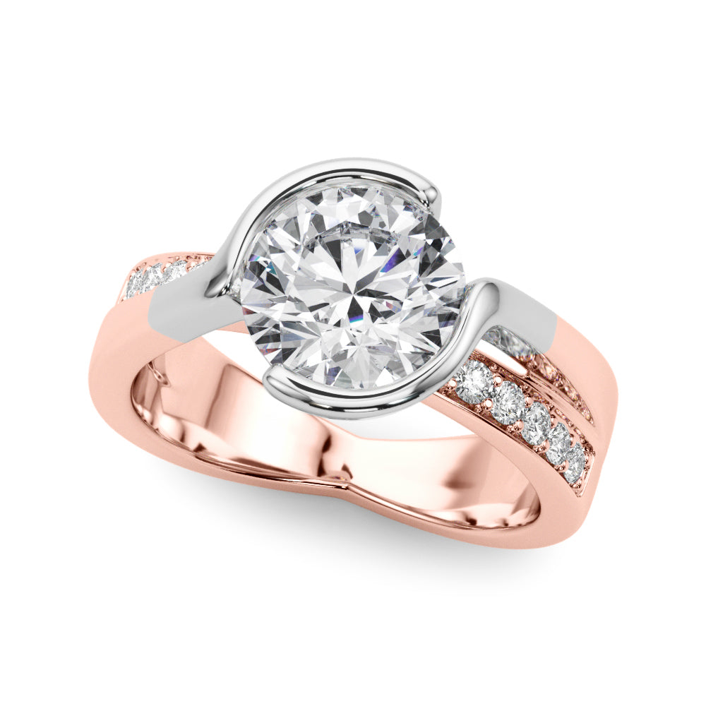 Vintage-Inspired Sidestone Round Diamond Engagement Ring — 9K/18K Gold & Platinum