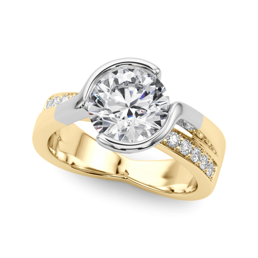 Vintage-Inspired Sidestone Round Diamond Engagement Ring — 9K/18K Gold & Platinum