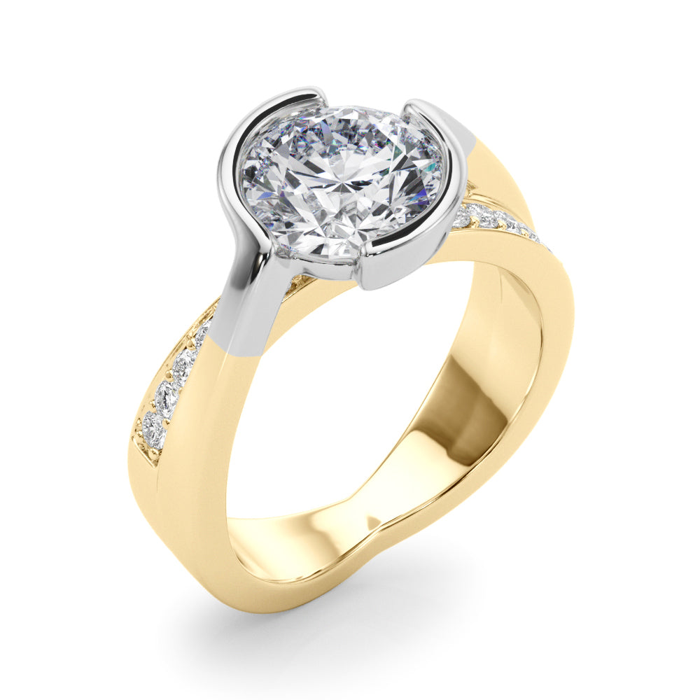 Vintage-Inspired Sidestone Round Diamond Engagement Ring — 9K/18K Gold & Platinum
