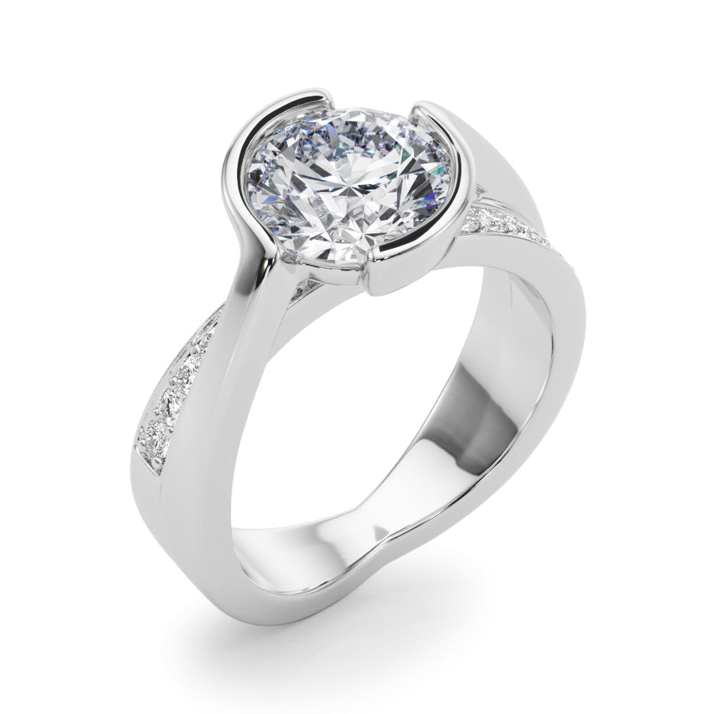 Vintage-Inspired Sidestone Round Diamond Engagement Ring — 9K/18K Gold & Platinum