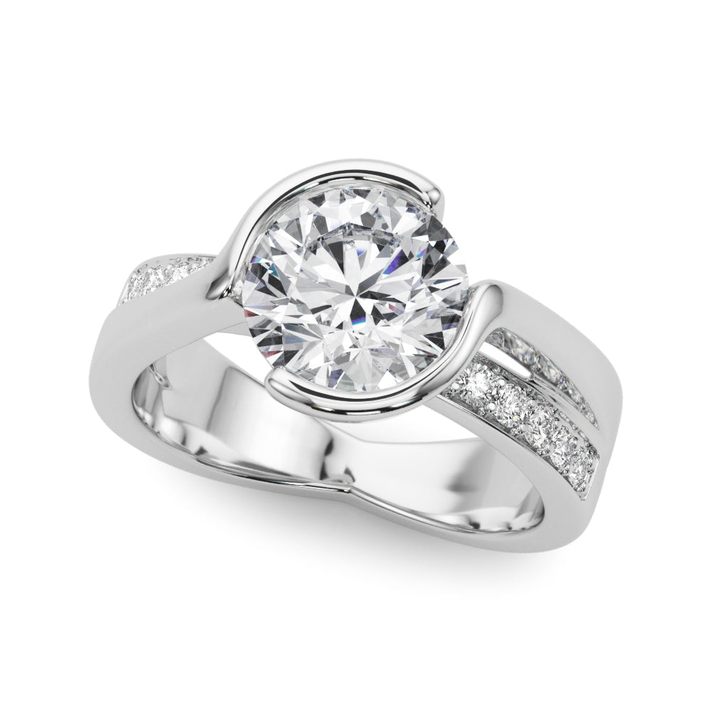 Vintage-Inspired Sidestone Round Diamond Engagement Ring — 9K/18K Gold & Platinum