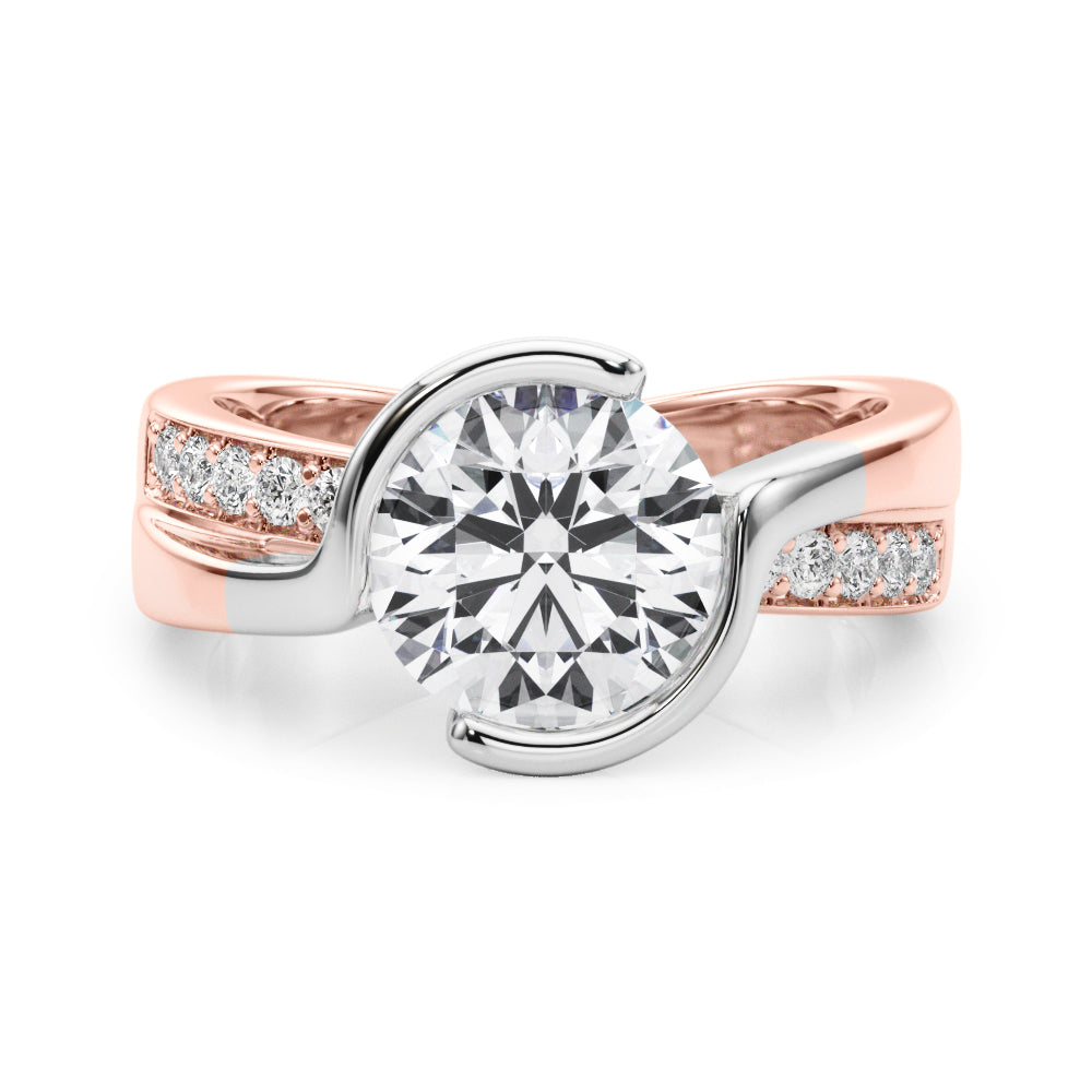 Vintage-Inspired Sidestone Round Diamond Engagement Ring — 9K/18K Gold & Platinum