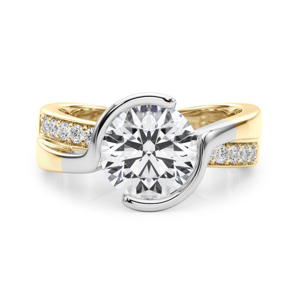 Vintage-Inspired Sidestone Round Diamond Engagement Ring — 9K/18K Gold & Platinum