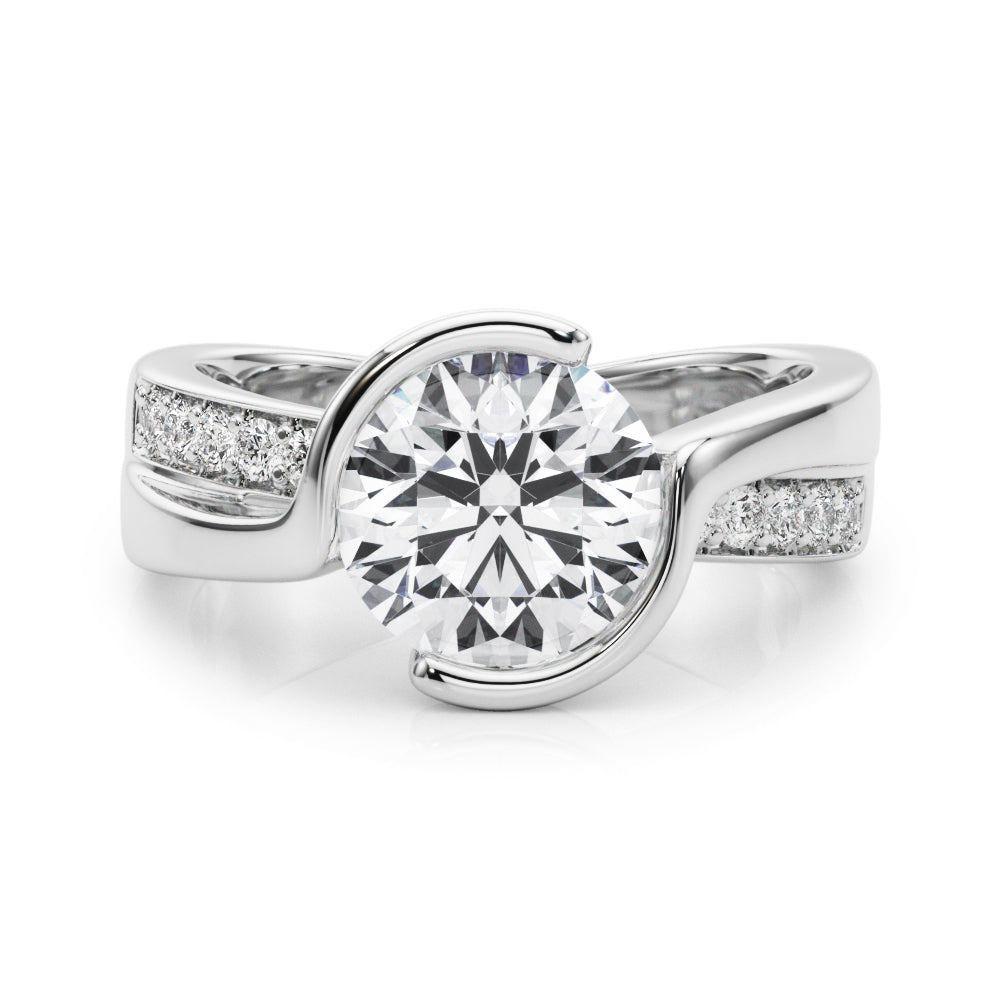 Vintage-Inspired Sidestone Round Diamond Engagement Ring — 9K/18K Gold & Platinum