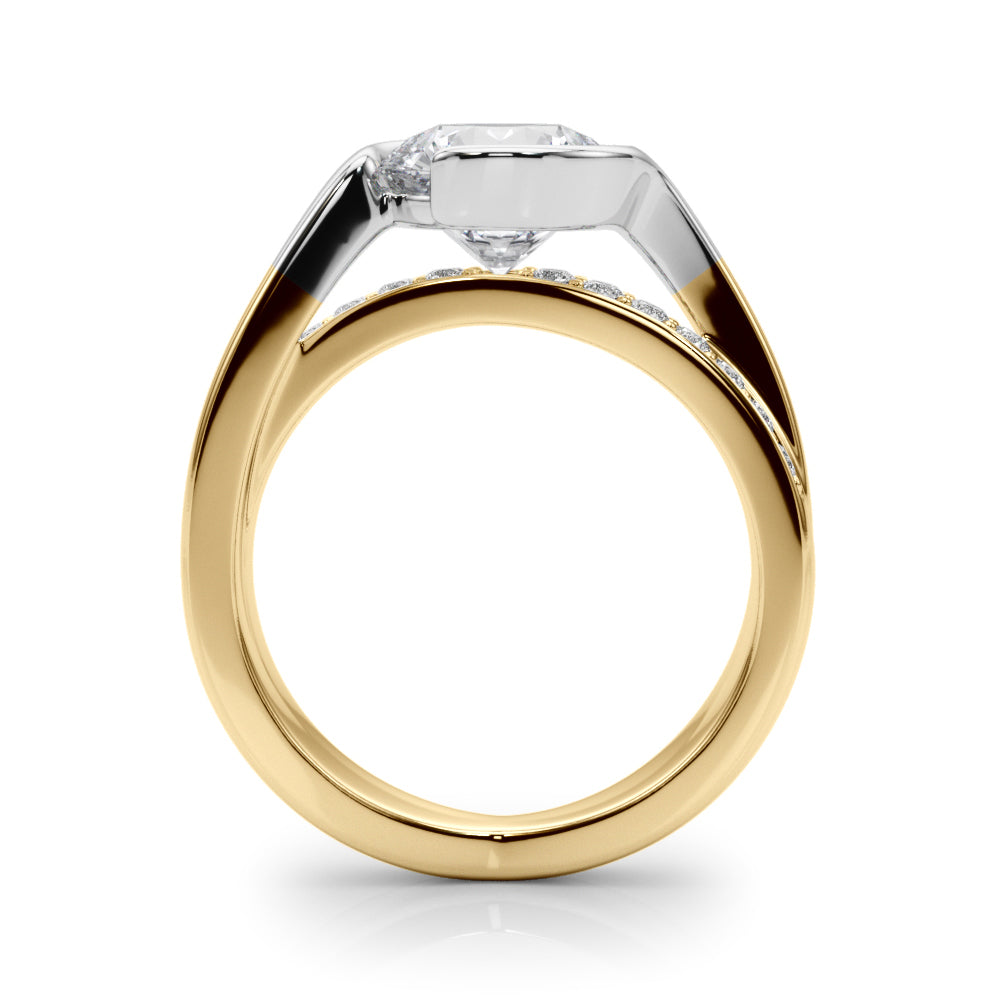 Vintage-Inspired Sidestone Round Diamond Engagement Ring — 9K/18K Gold & Platinum