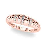 Accented Grooved Dome Half Eternity Ring in Gold & Platinum