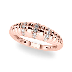 Accented Grooved Dome Half Eternity Ring in Gold & Platinum