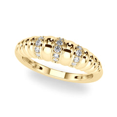 Accented Grooved Dome Half Eternity Ring in Gold & Platinum