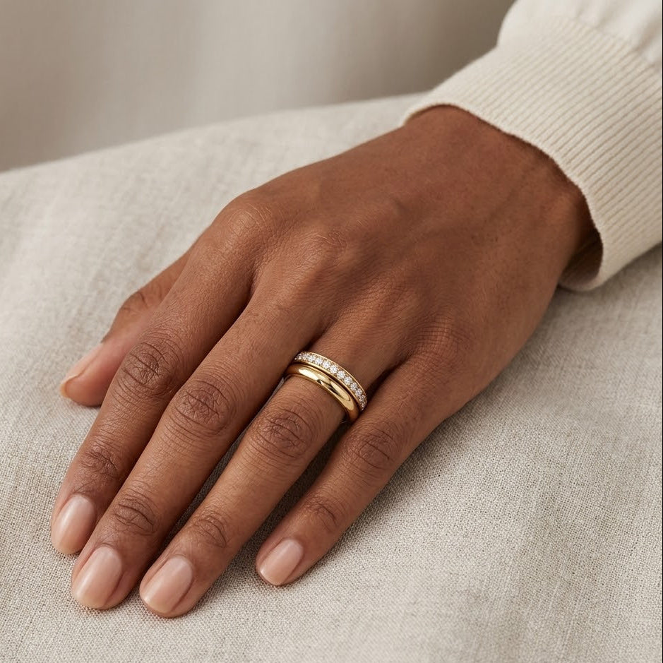 Duo Curve Stacking Lab Diamond Ring 0.26ct in 18K Gold Vermeil