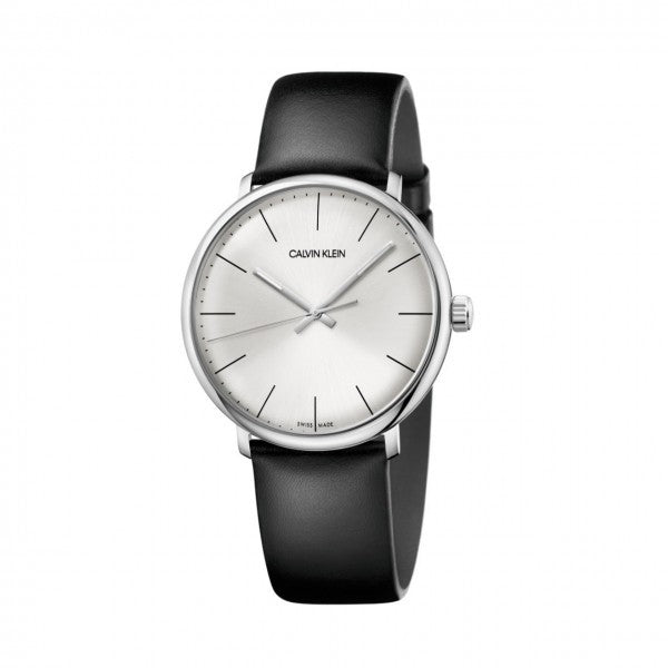 Calvin Klein High Noon Men's Watch – Silver Dial, Black Leather Strap