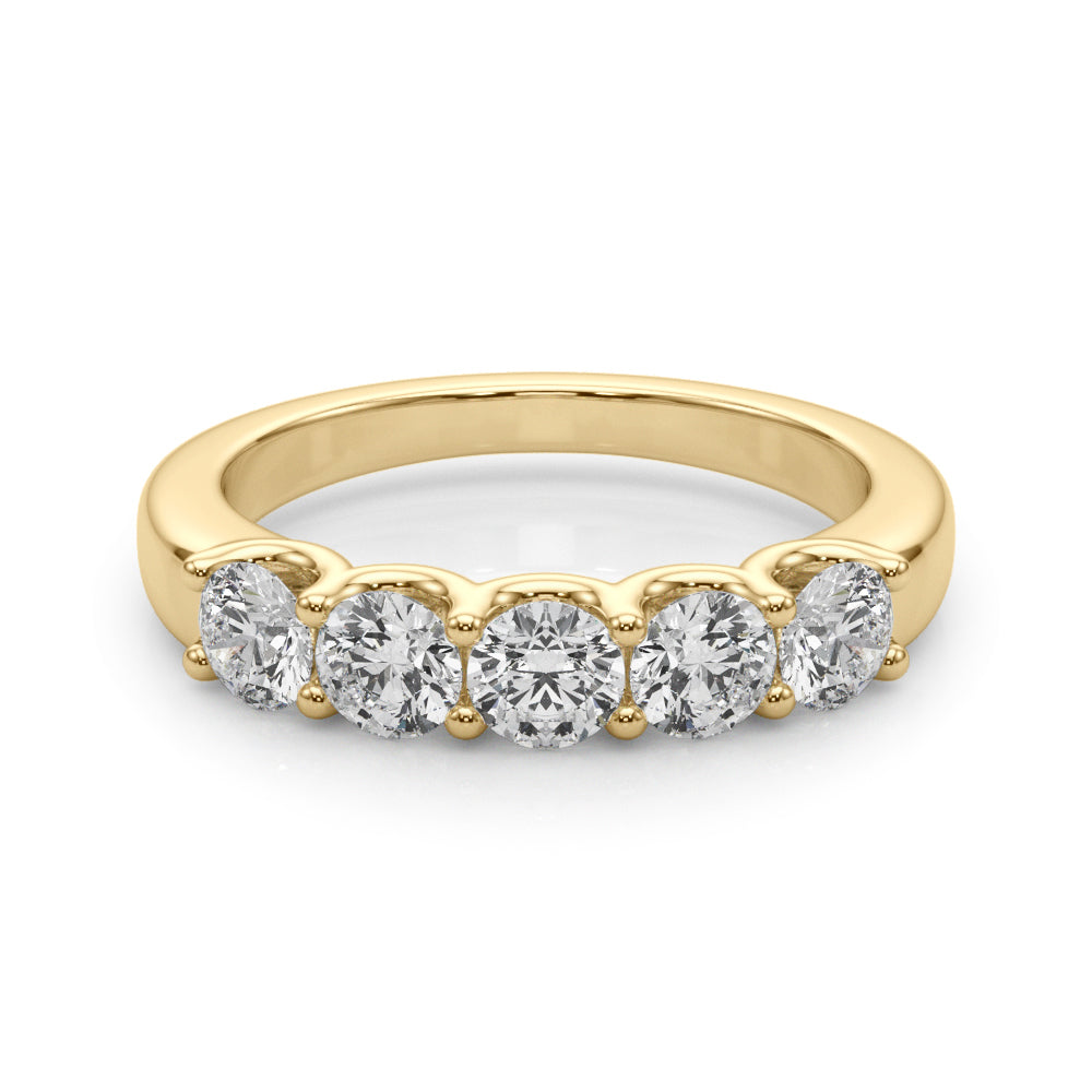 Lab-Grown Round Diamond Shared U Prong 5-Stone Diamond Ring, DE Color VVS Clarity