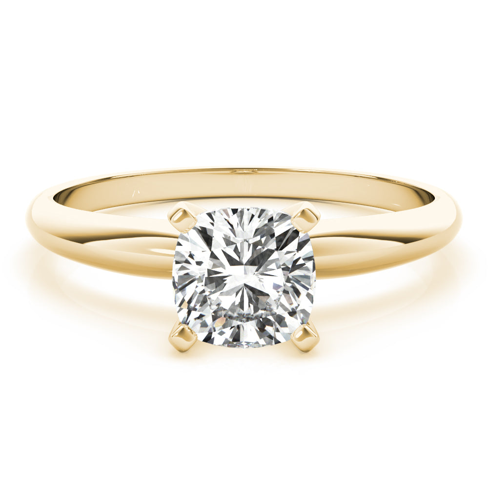 IGI Lab-Grown Cushion Diamond Four Prong Set Solitaire Engagement Ring, D Color VVS Clarity