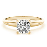 IGI Lab-Grown Cushion Diamond Four Prong Set Solitaire Engagement Ring, D Color VVS Clarity