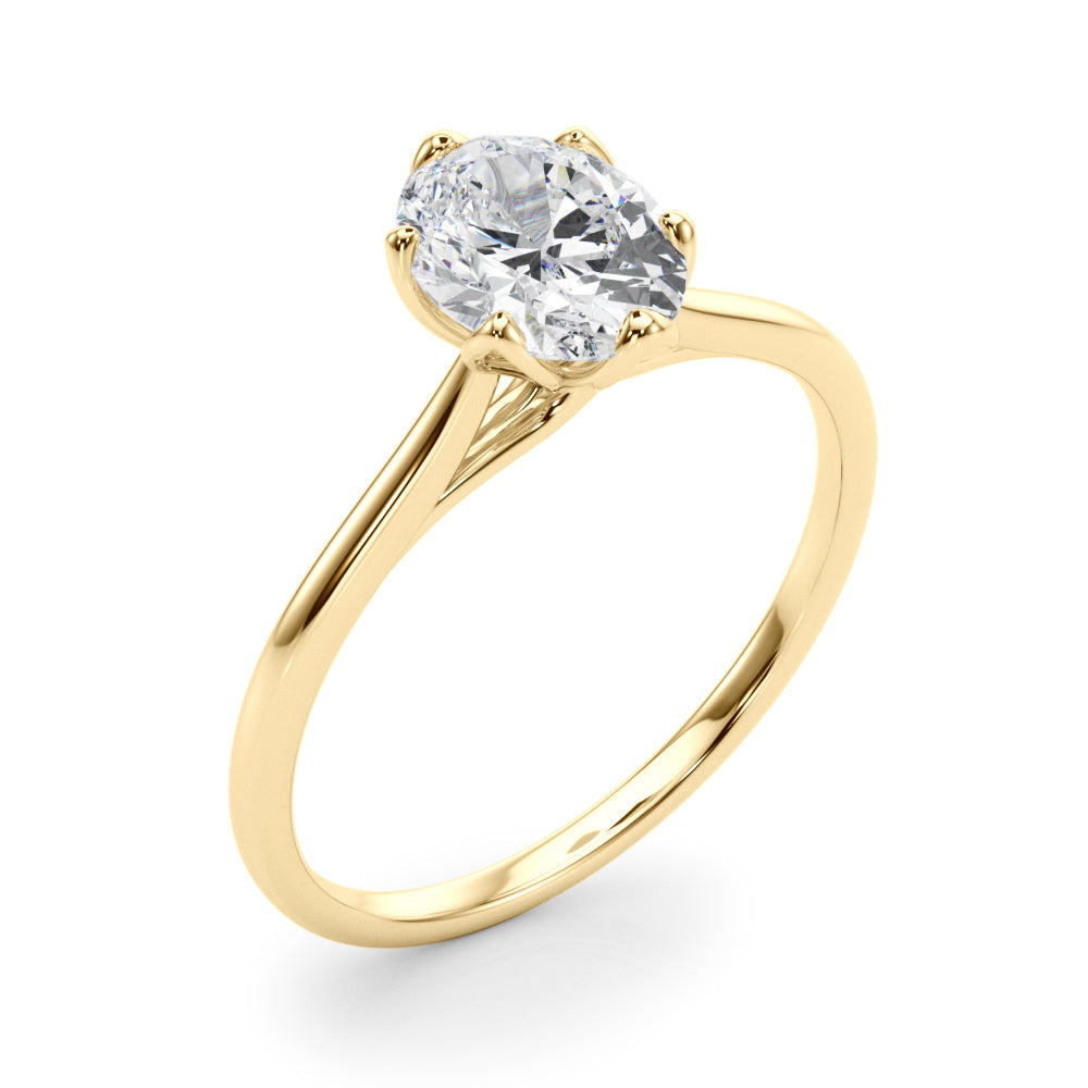 IGI Lab-Grown Oval Diamond Six Claw Solitaire Engagement Ring, VVS Clarity D Color