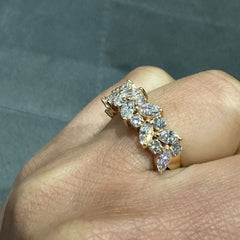Marquise and Round Scatter Half Eternity Ring Crafted in 18K Yellow Gold