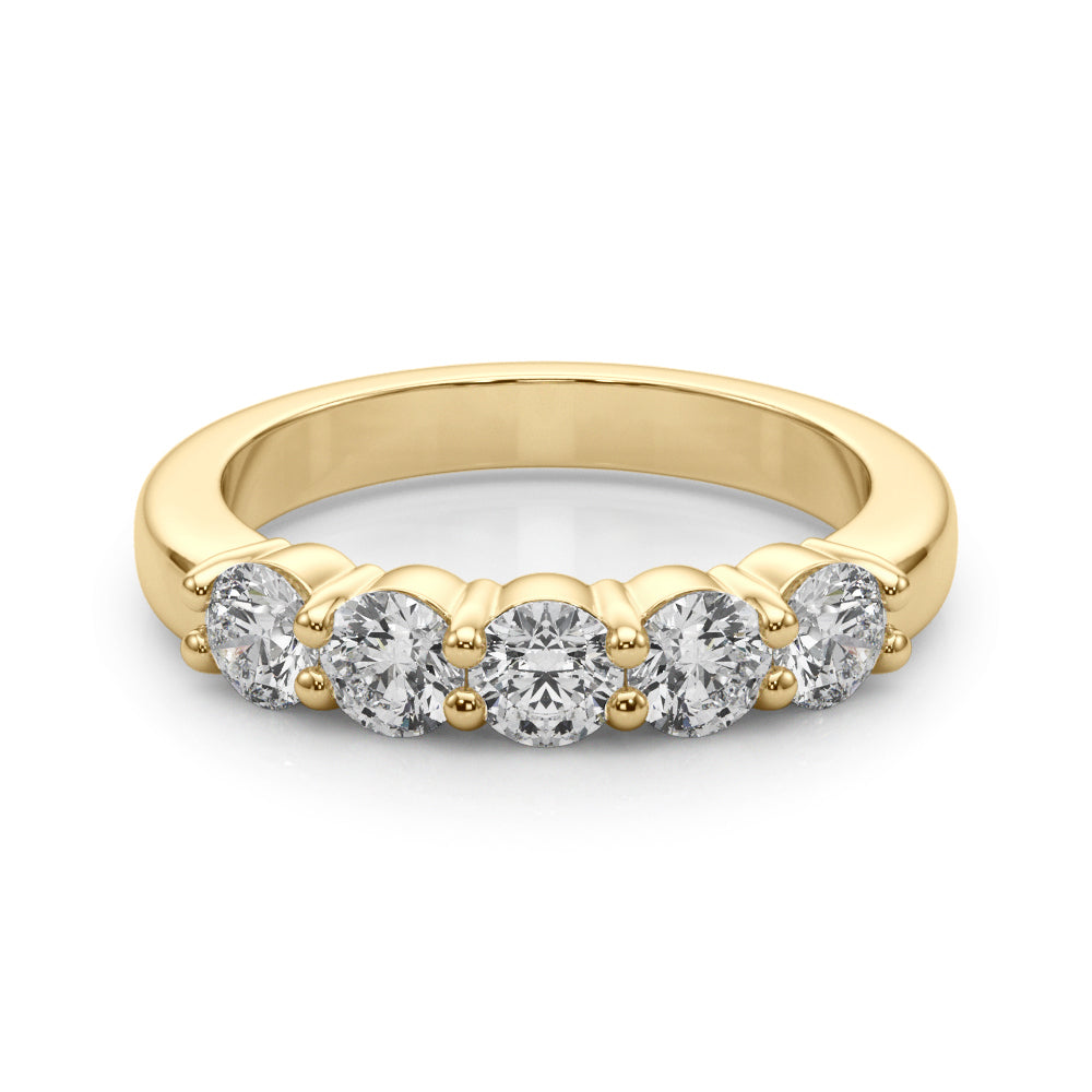 Lab-Grown Round Diamond Shared Prong 5-Stone Diamond Ring, DE Color VVS Clarity