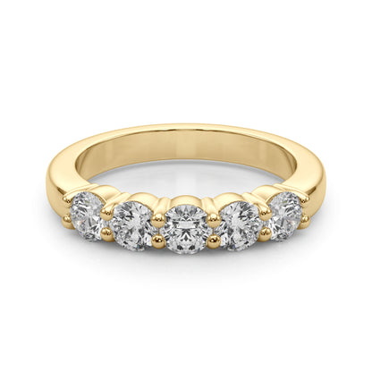 Lab-Grown Round Diamond Shared Prong 5-Stone Diamond Ring, DE Color VVS Clarity