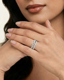 Double Band Stacking Ring with 0.25ct Lab Diamond in 925 Silver