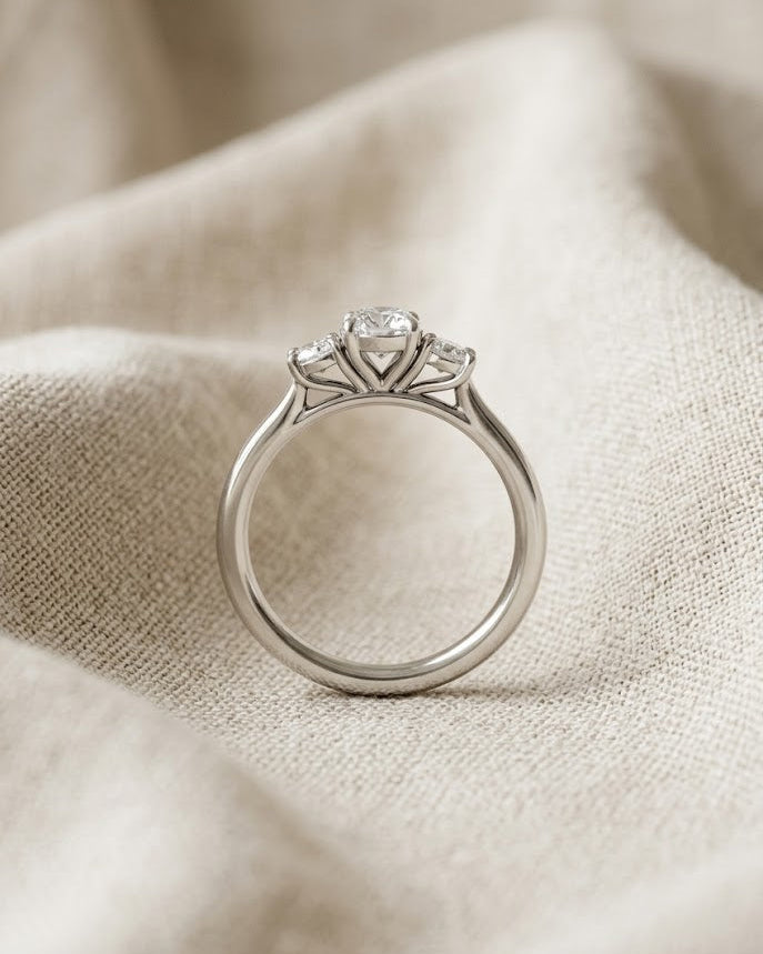 3 Stone Round Cut Lab Diamond Ring 0.50ct in 925 Silver
