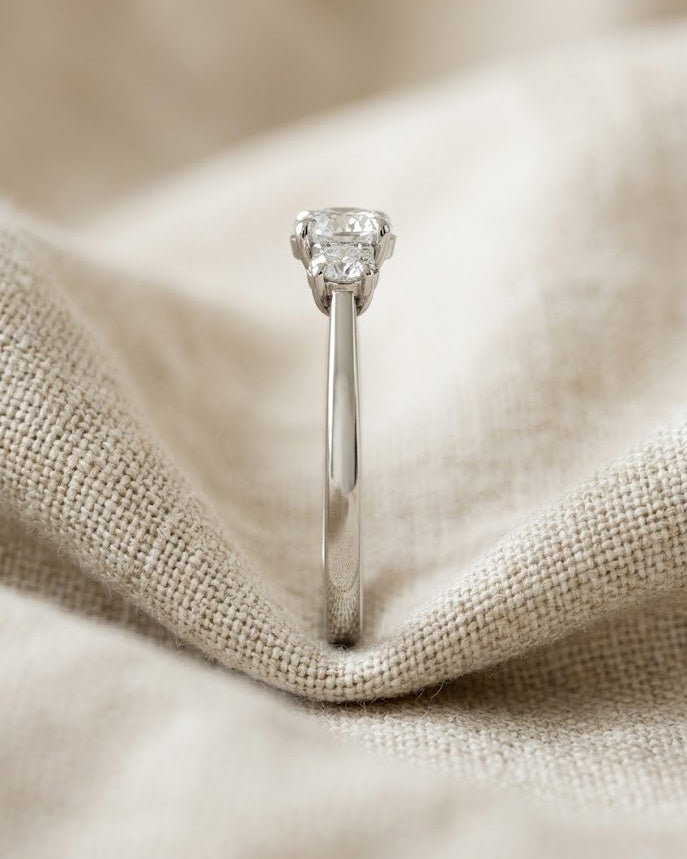 3 Stone Round Cut Lab Diamond Ring 0.50ct in 925 Silver